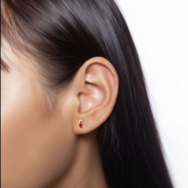 Minimal Pill Stud Earring STS-7439