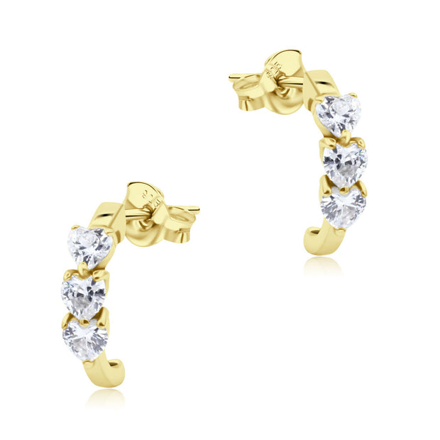Shiny Heart Curved Stud Earring STS-7478