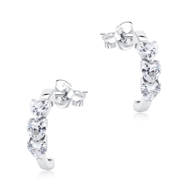 Shiny Heart Curved Stud Earring STS-7478