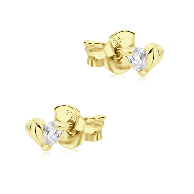 Modern Half Heart CZ Stud Earring STS-7482