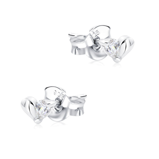 Modern Half Heart CZ Stud Earring STS-7482