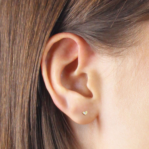 Modern Half Heart CZ Stud Earring STS-7482