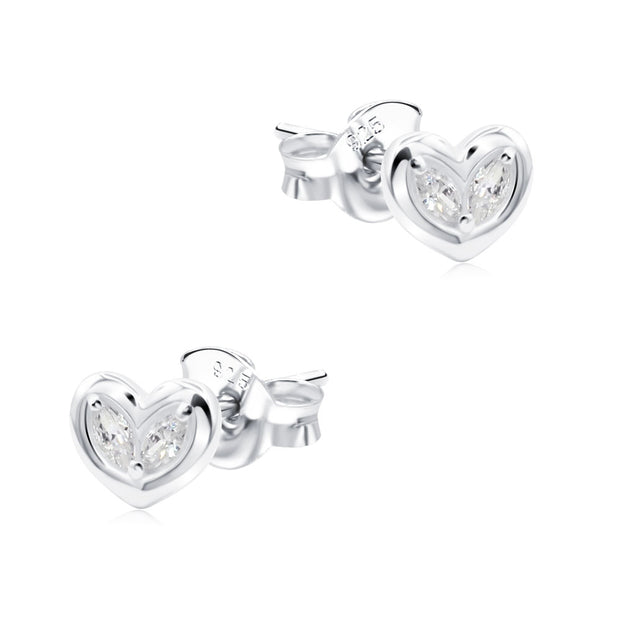 Double CZ Heart Shaped Stud Earring STS-7492