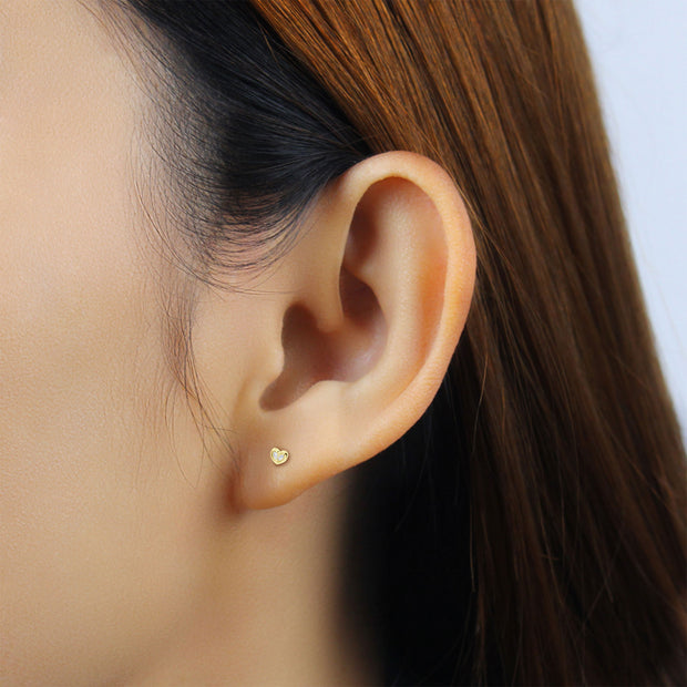 Double CZ Heart Shaped Stud Earring STS-7492
