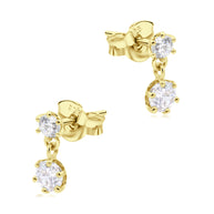 Double CZ Drop Stud Earring STS-7681
