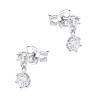 Double CZ Drop Stud Earring STS-7681