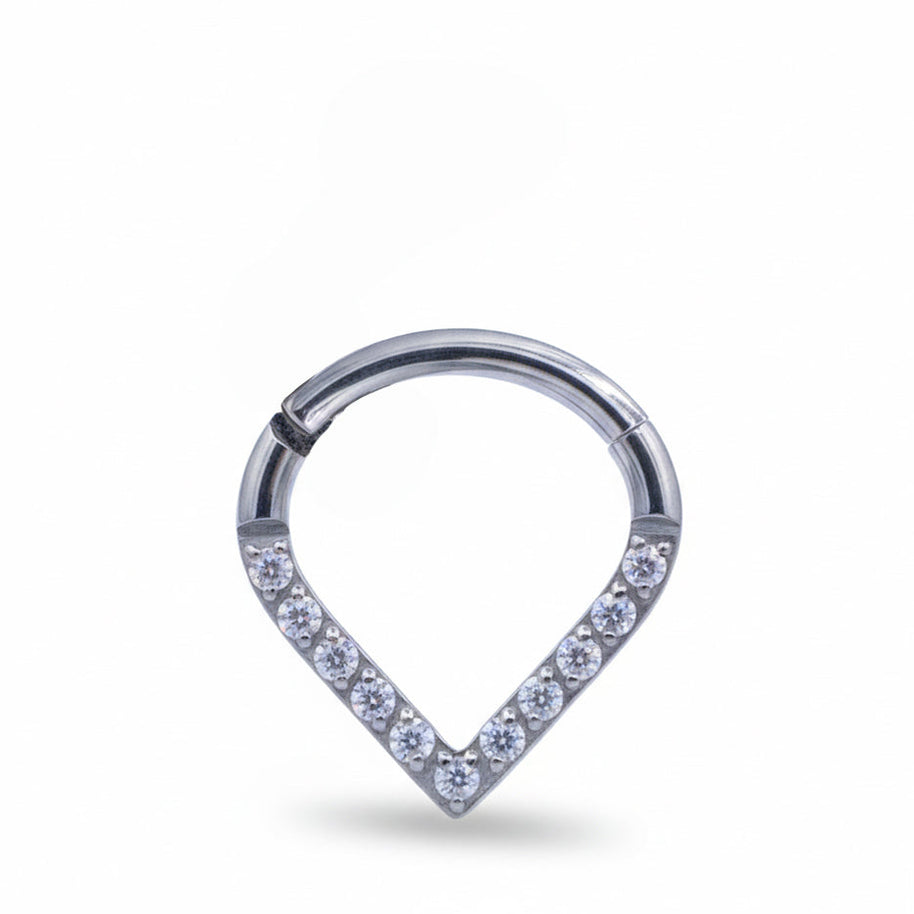 Titanium Hinged Clicker PavÃ© V-Shaped TCK-003