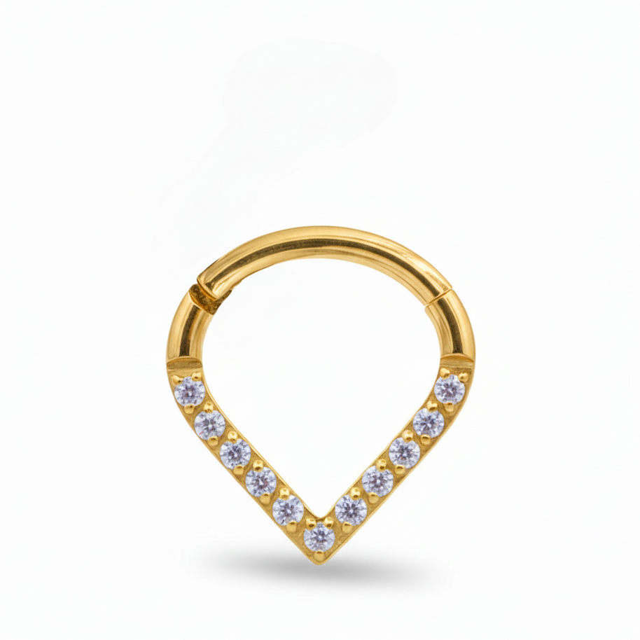 Titanium Hinged Clicker PavÃ© V-Shaped TCK-003