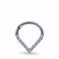 Titanium Hinged Clicker PavÃ© V-Shaped TCK-003