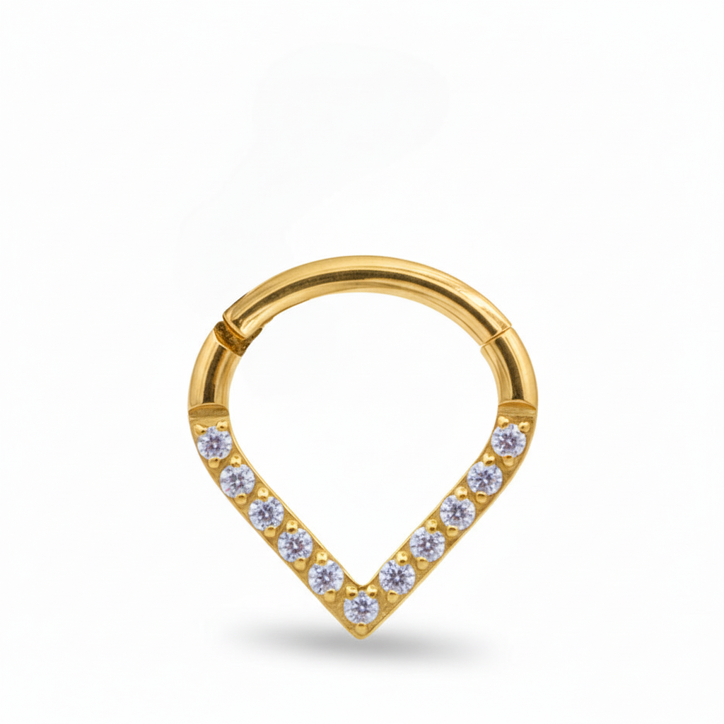 Titanium Hinged Clicker PavÃ© V-Shaped TCK-003