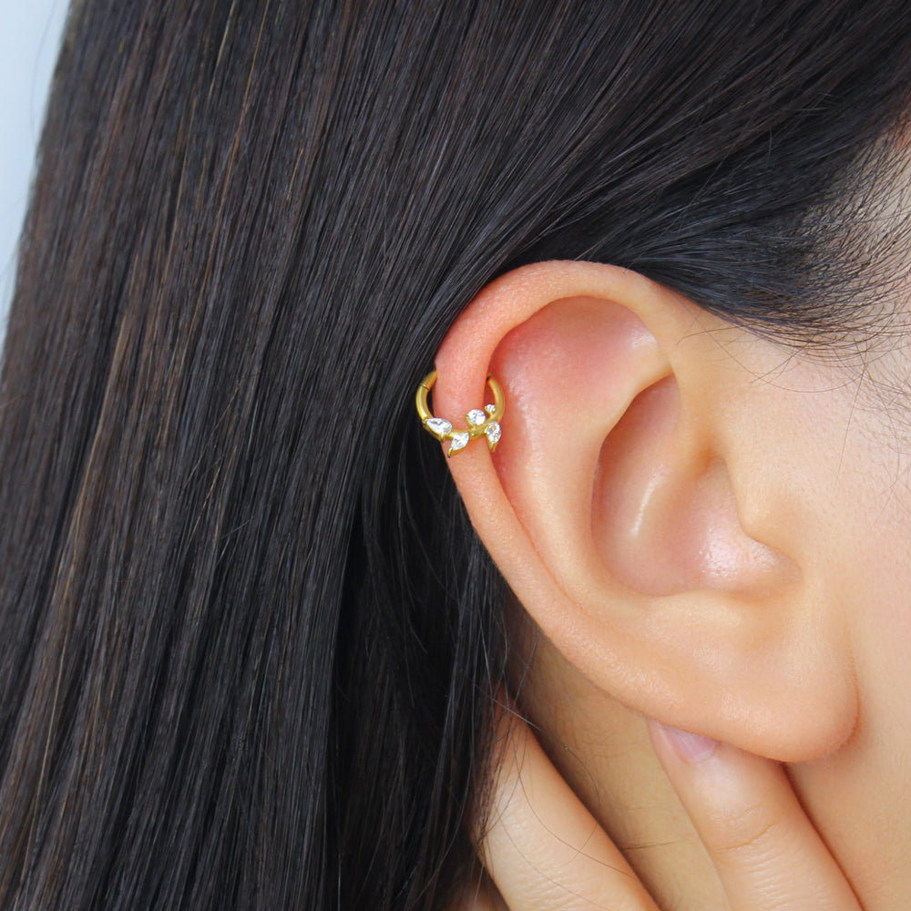 Titanium Cluster Clicker Hoop with CZ TCK-005