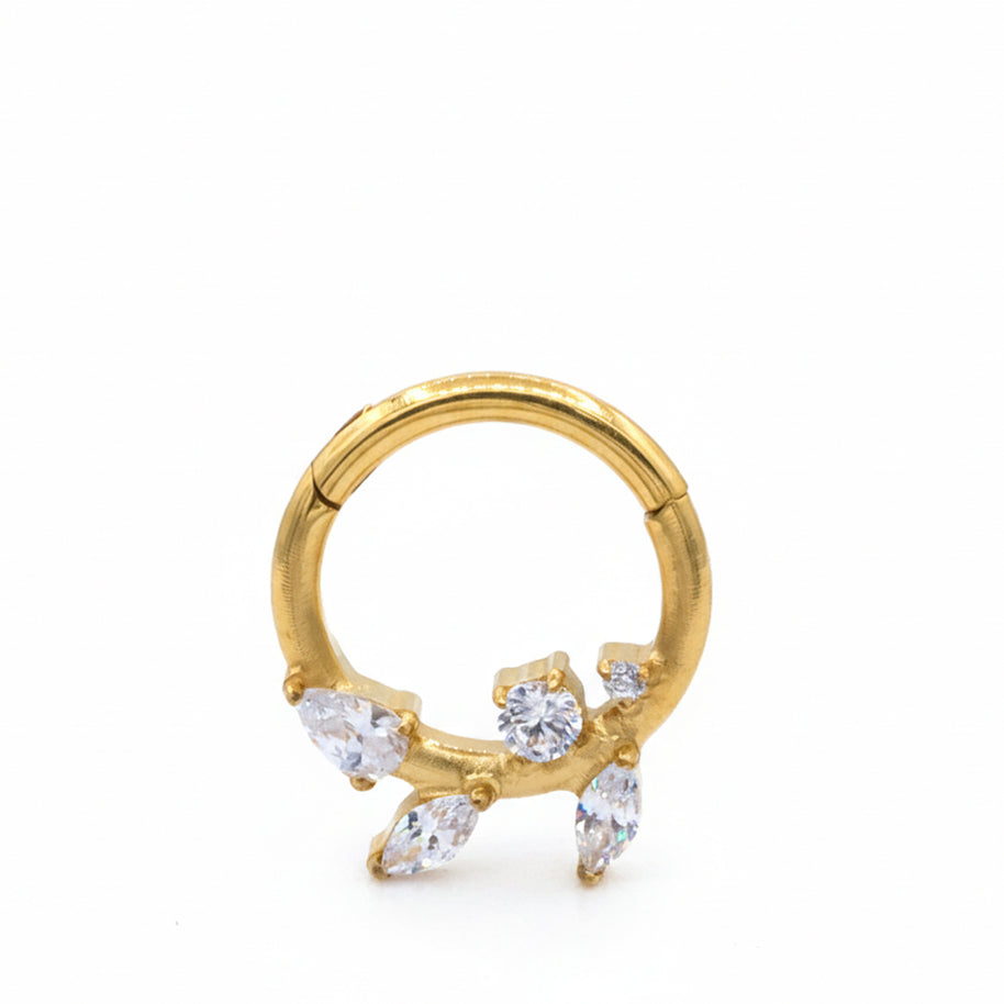 Titanium Cluster Clicker Hoop with CZ TCK-005