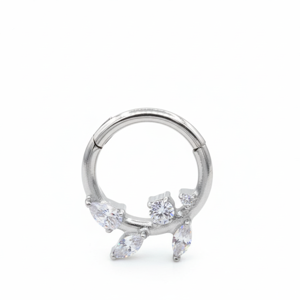 Titanium Cluster Clicker Hoop with CZ TCK-005