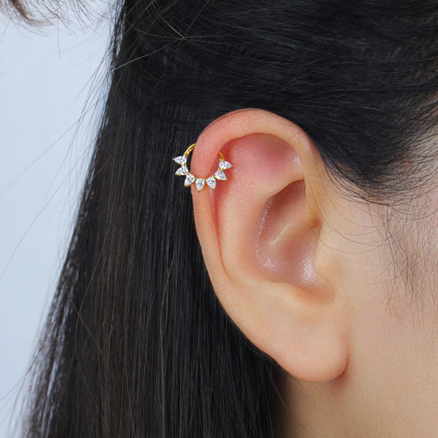 Titanium Crown Clicker with Pear CZ Stones TCK-006