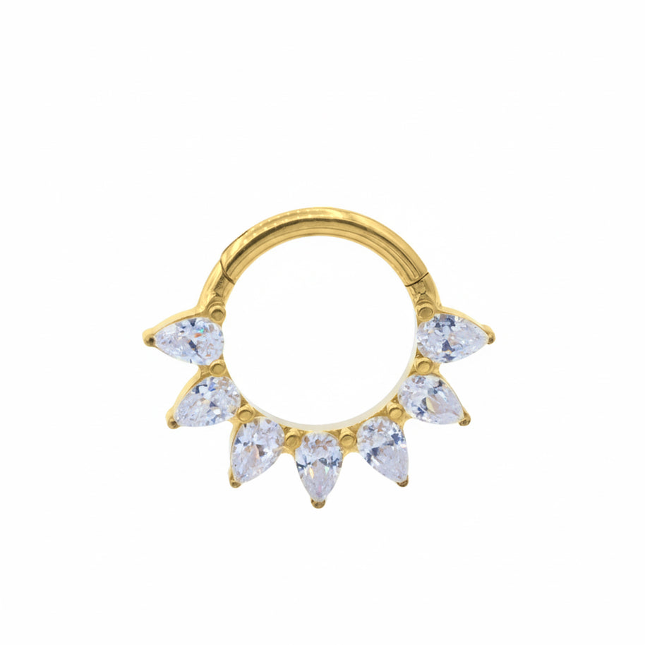 Titanium Crown Clicker with Pear CZ Stones TCK-006