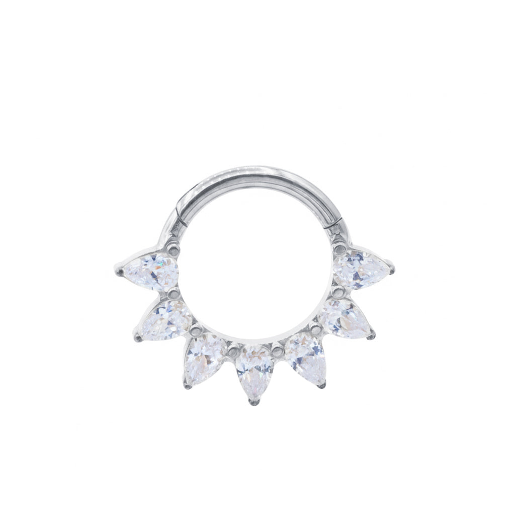 Titanium Crown Clicker with Pear CZ Stones TCK-006
