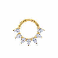 Titanium Crown Clicker with Pear CZ Stones TCK-006