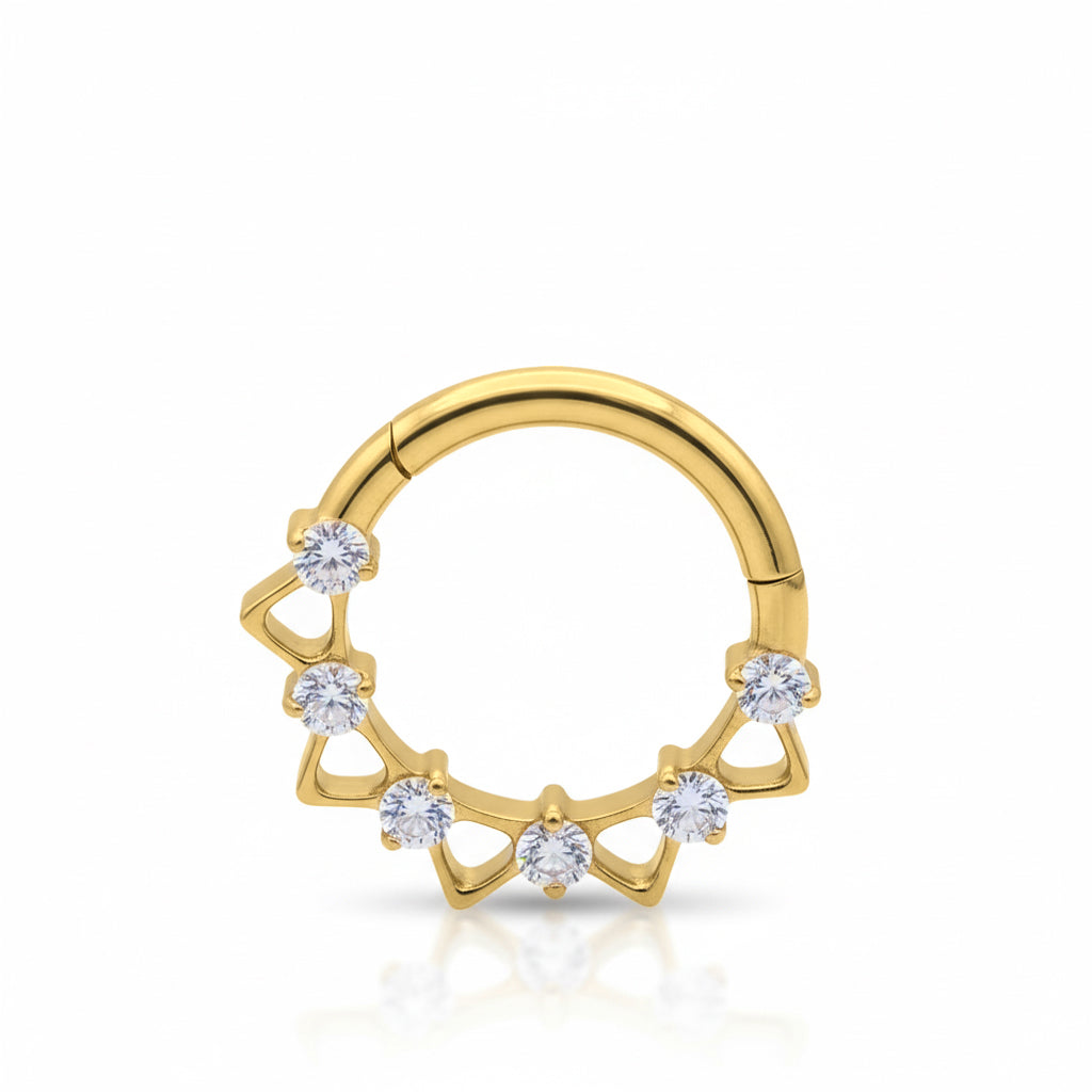 Titanium CZ Crown Clicker Hoop TCK-007