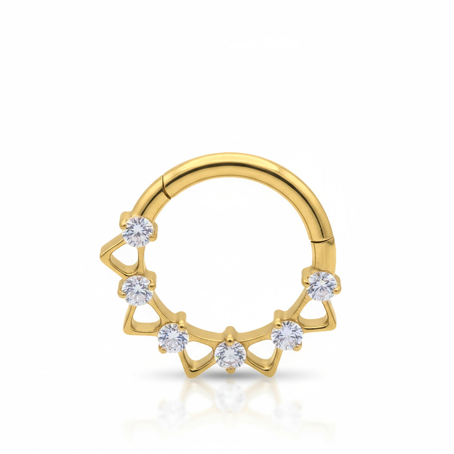 Titanium CZ Crown Clicker Hoop TCK-007