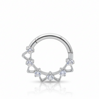 Titanium CZ Crown Clicker Hoop TCK-007