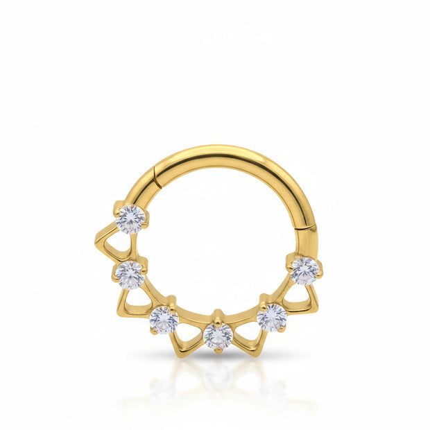 Titanium CZ Crown Clicker Hoop TCK-007