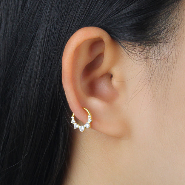 Titanium Heart CZ Crown Clicker TCK-008