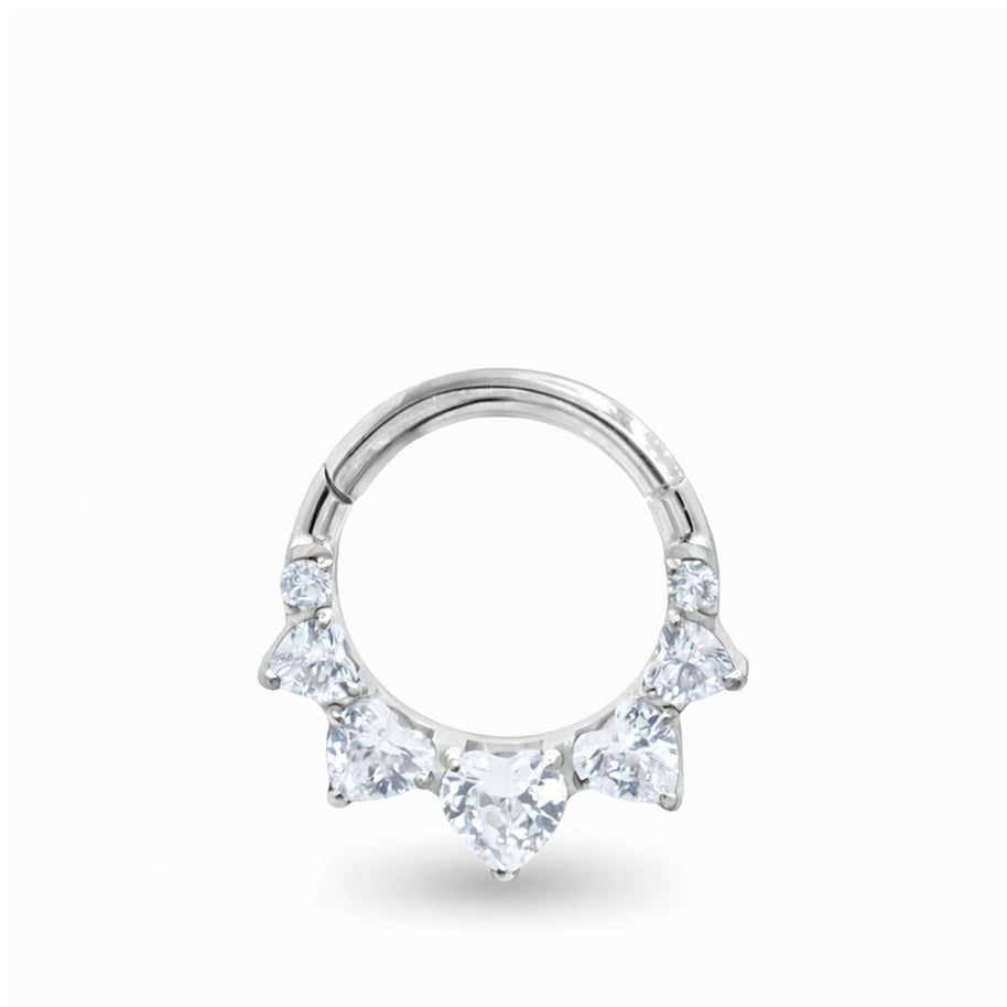 Titanium Heart CZ Crown Clicker TCK-008