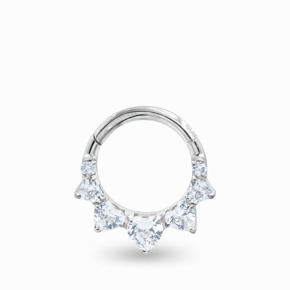 Titanium Heart CZ Crown Clicker TCK-008
