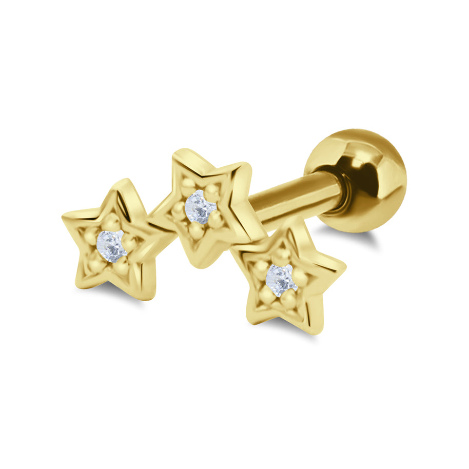 Tri-Star Crystal Glow Ear Piercing TIP-3656