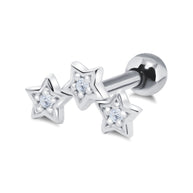 Tri-Star Crystal Glow Ear Piercing TIP-3656