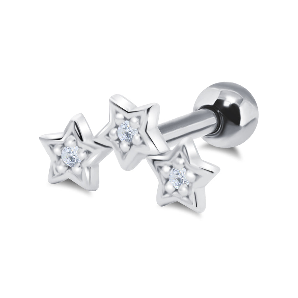Tri-Star Crystal Glow Ear Piercing TIP-3656