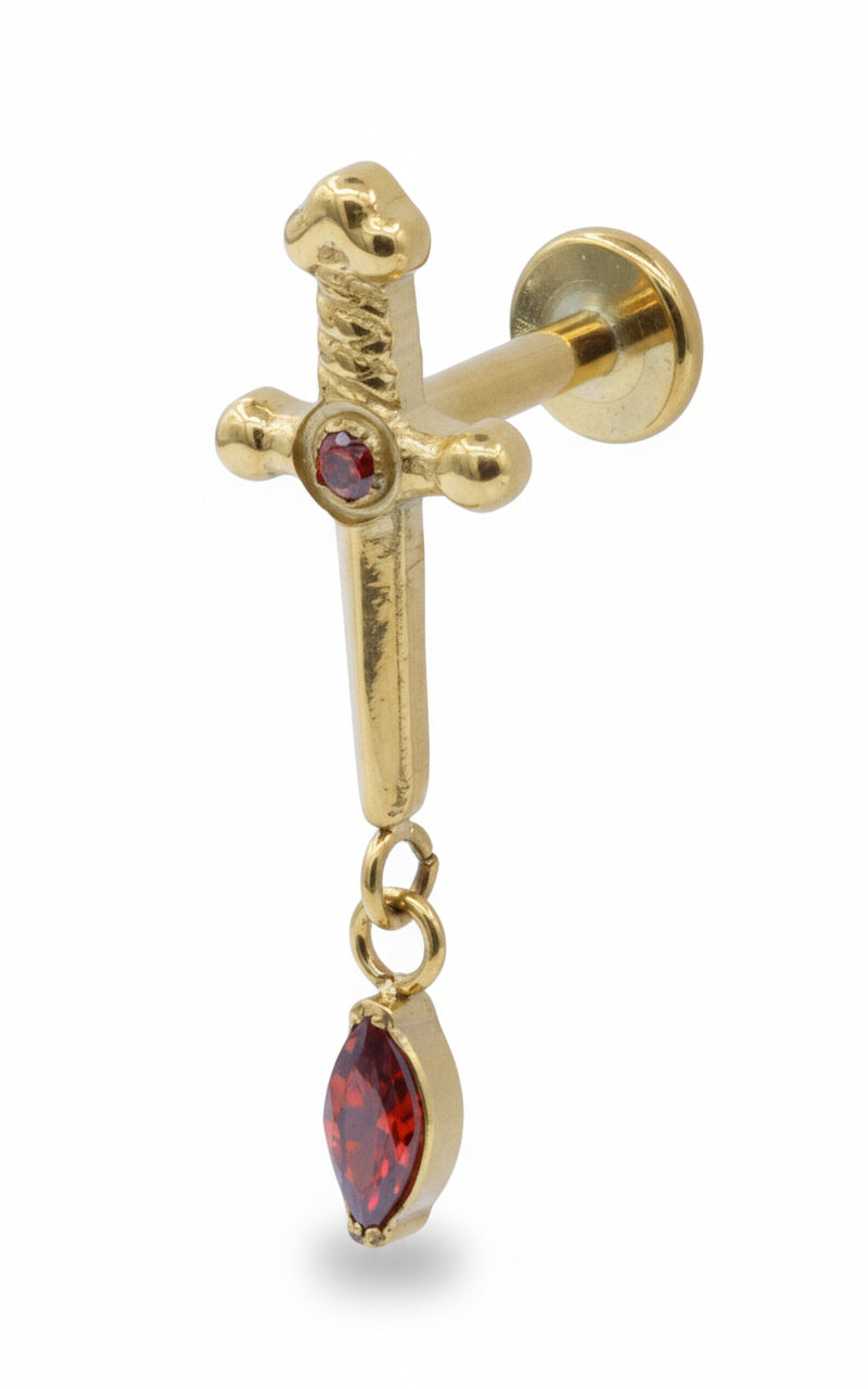 Titanium Red Crystal Helix Ear Piercing TLBP-011