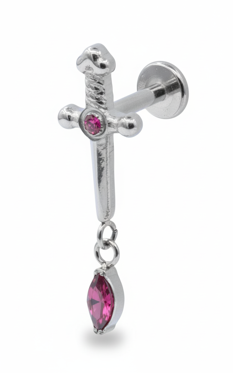 Titanium Red Crystal Helix Ear Piercing TLBP-011