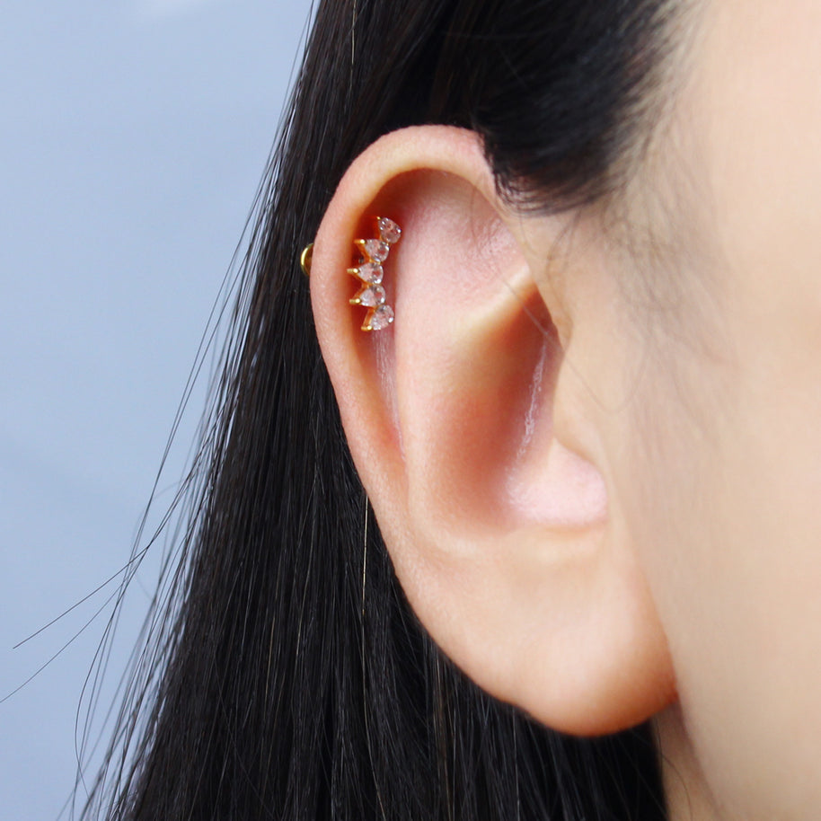 Titanium Pearline Curve Helix Ear Piercing TLBP-012