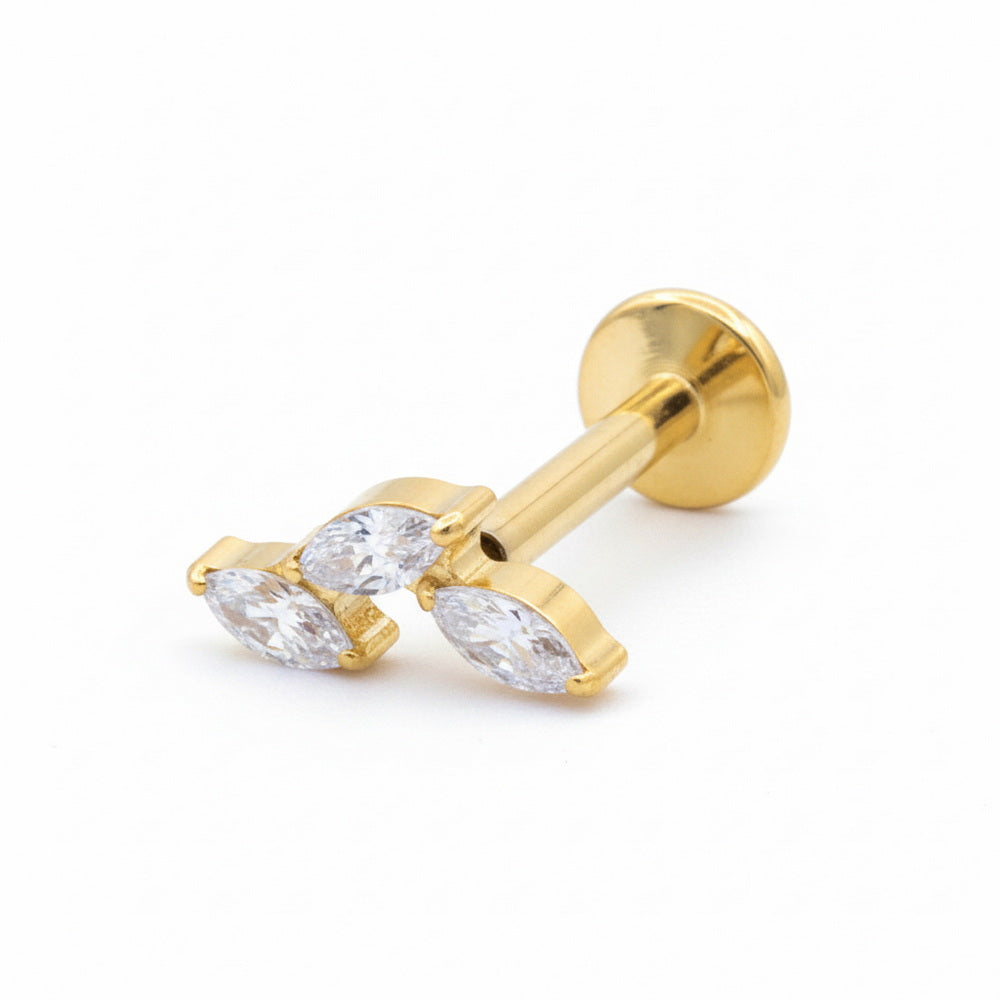 Titanium Triple Crystal Leaf Helix Ear Piercing TLBP-013