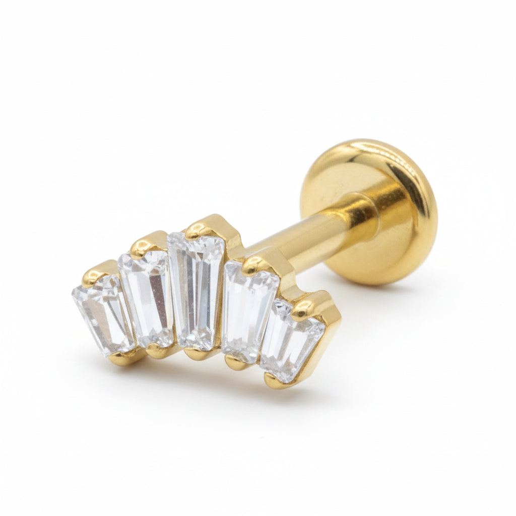 Titanium Baguette Crystal Helix Ear Piercing TLBP-016