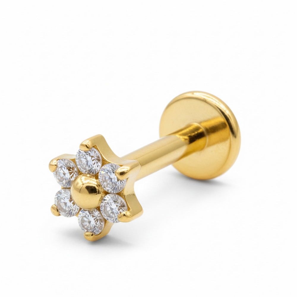 Titanium CZ Flower Helix Ear Piercing TLBP-020