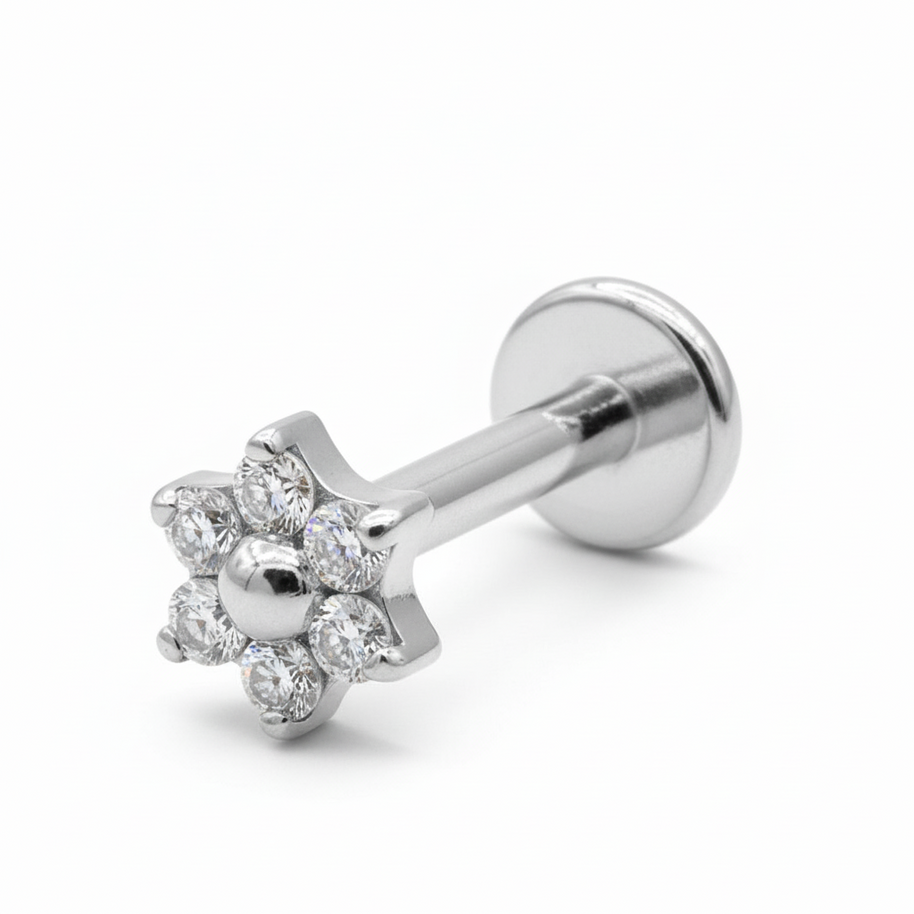 Titanium CZ Flower Helix Ear Piercing TLB-020