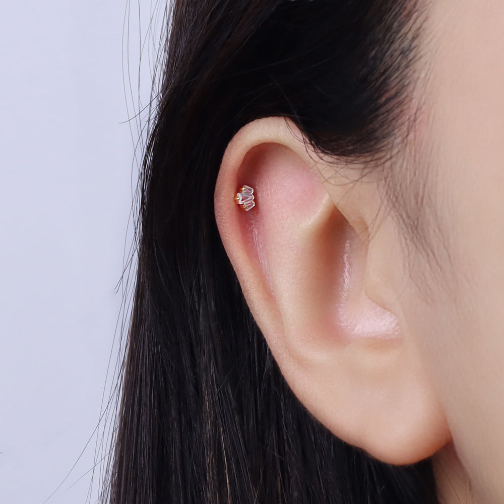 Titanium Triple CZ Helix Ear Piercing TLBP-022