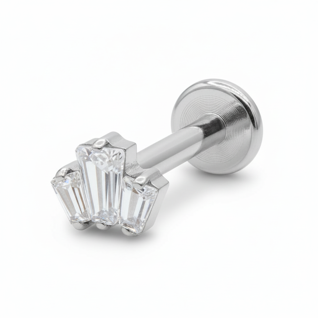 Titanium Triple CZ Helix Ear Piercing TLBP-022