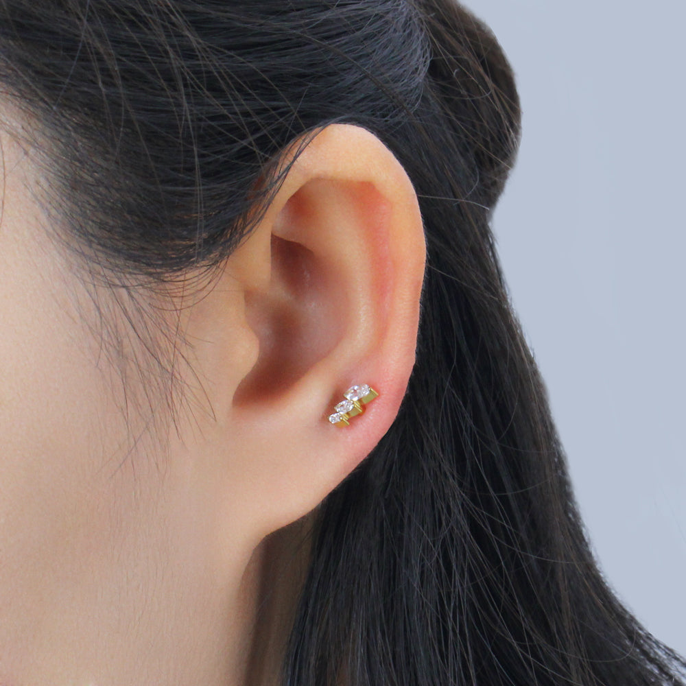 Titanium Triple Marquise Crystal Helix Ear Piercing TLB-023