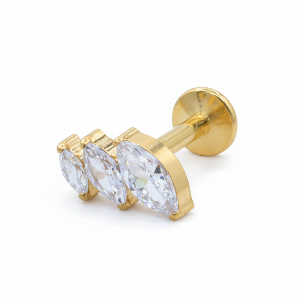 Titanium Triple Marquise Crystal Helix Ear Piercing TLBP-023