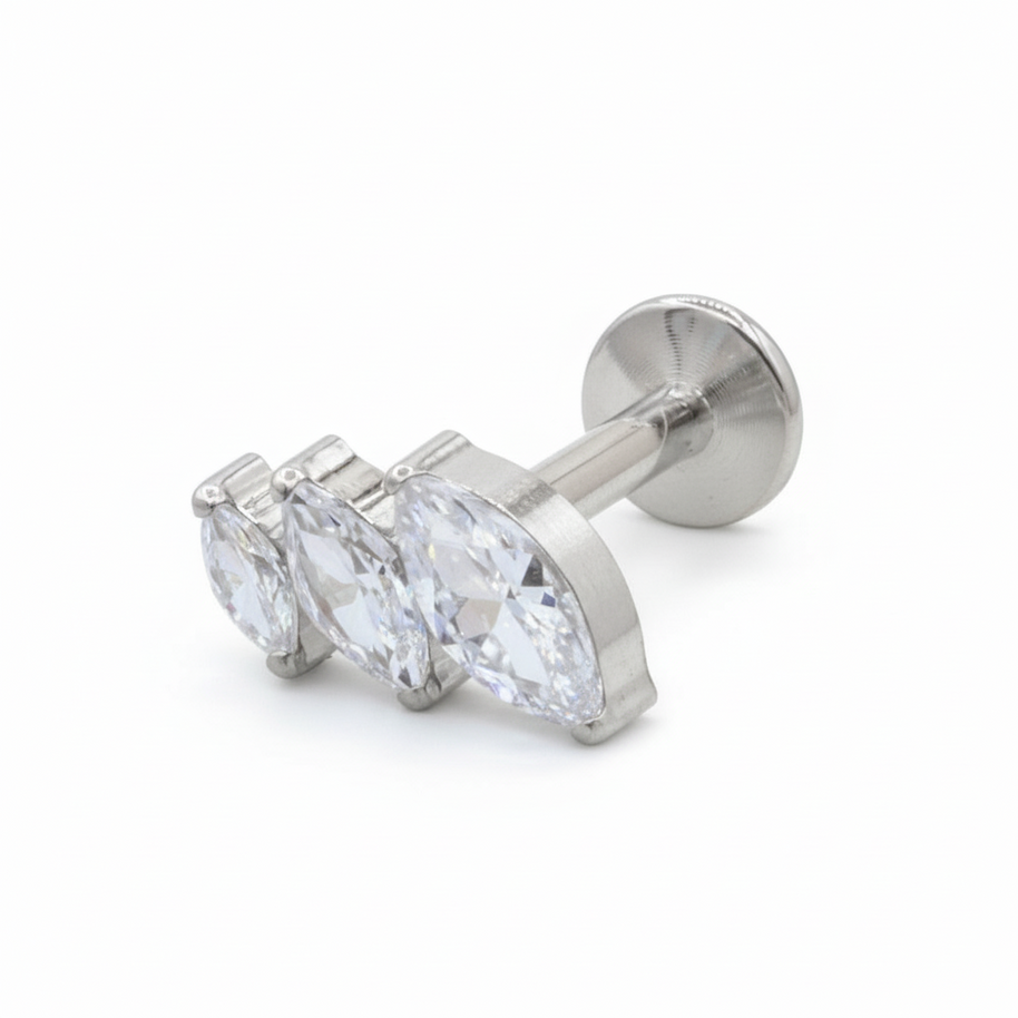 Titanium Triple Marquise Crystal Helix Ear Piercing TLB-023