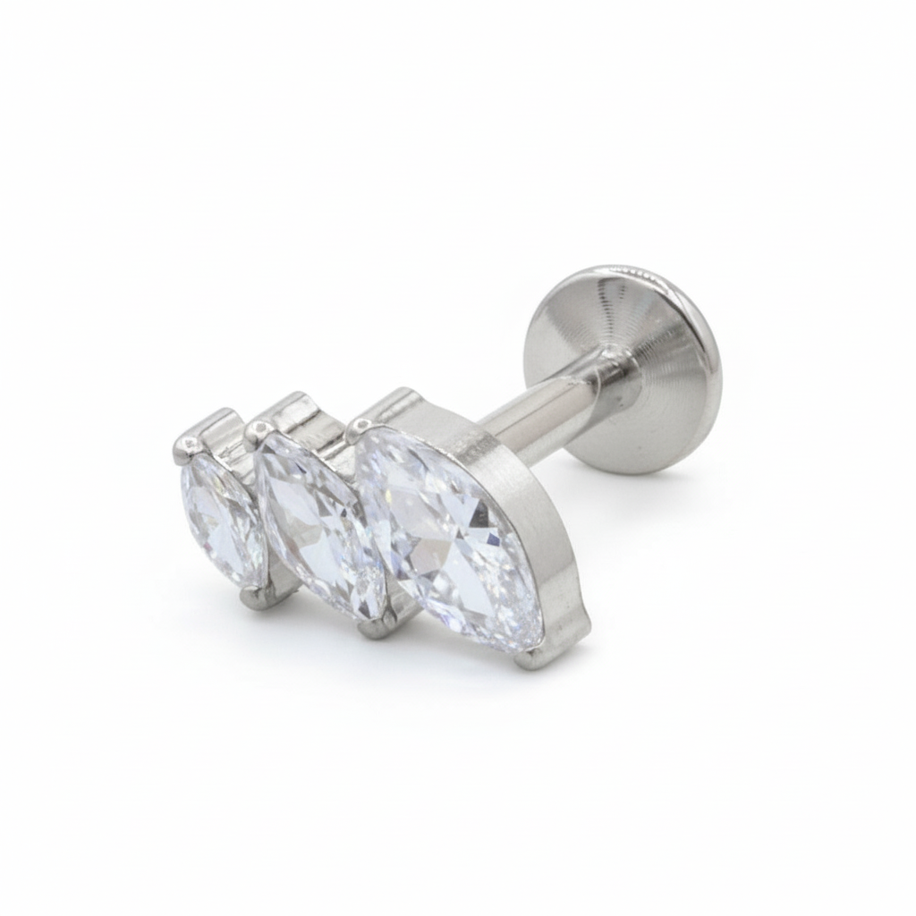 Titanium Triple Marquise Crystal Helix Ear Piercing TLB-023
