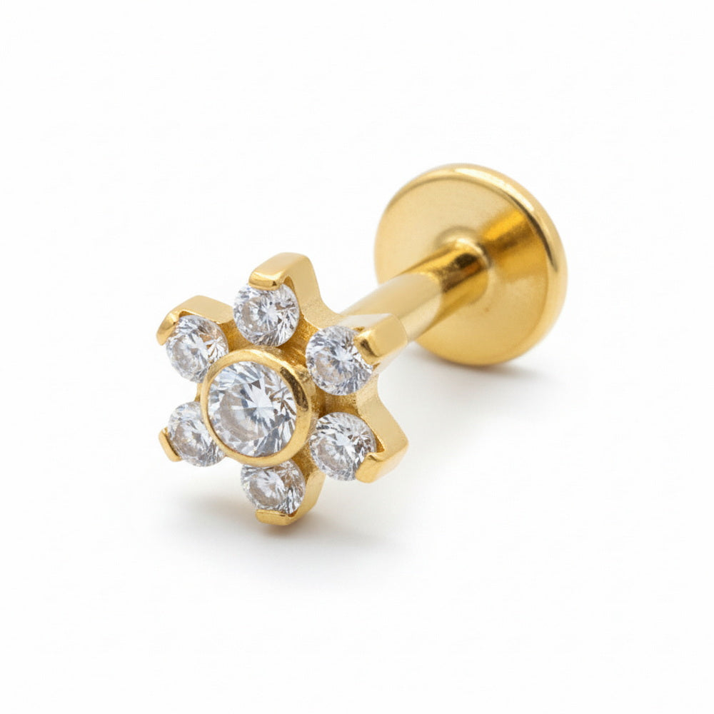 Titanium Crystal Flower Helix Ear Piercing TLBP-025