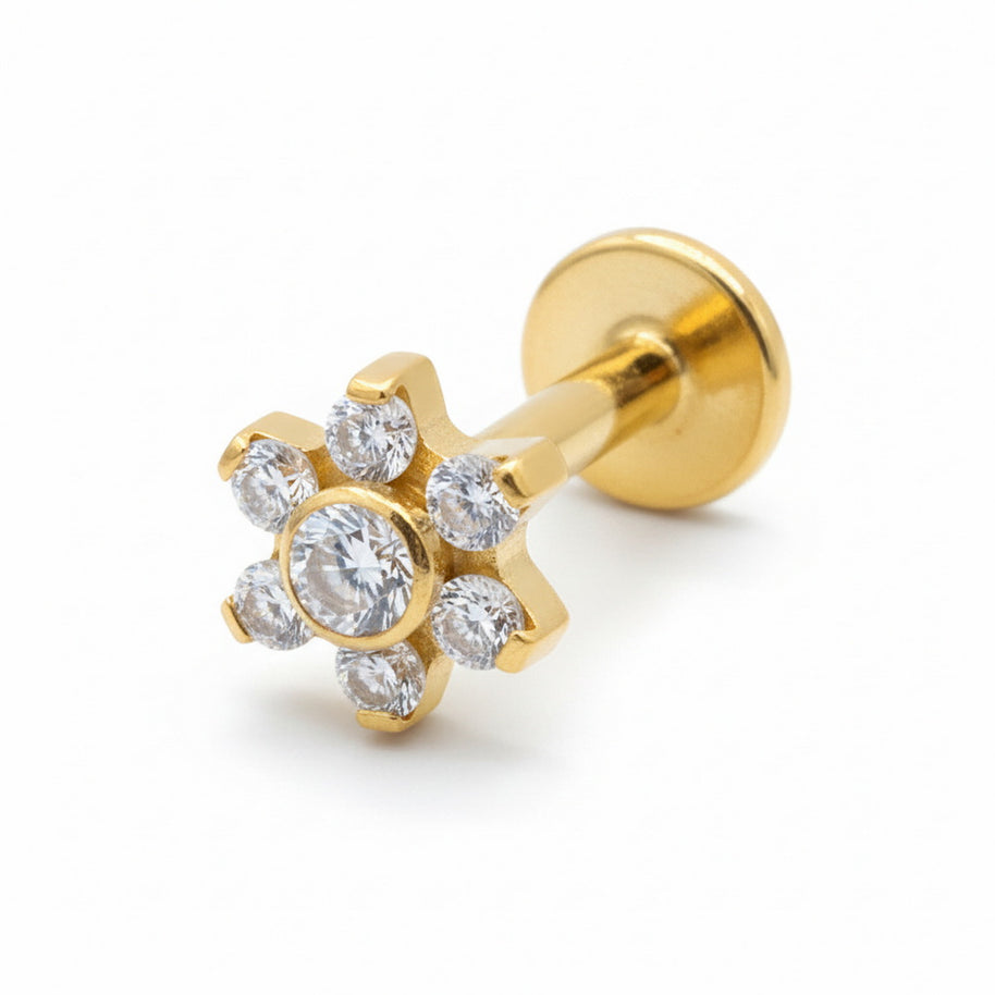 Titanium Crystal Flower Helix Ear Piercing TLB-025