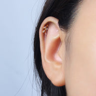 Titanium Crystal Leaf Helix Ear Piercing TLBP-026-L