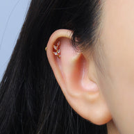 Titanium Crystal Leaf Helix Ear Piercing TLBP-026-R