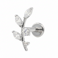 Titanium Crystal Leaf Helix Ear Piercing TLBP-026-R