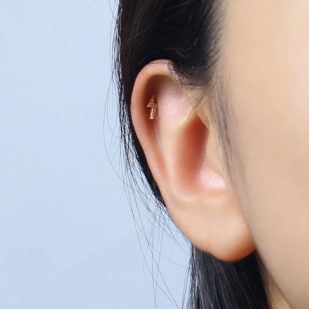 Titanium Lightning Crystal Helix Ear Piercing TLB-027